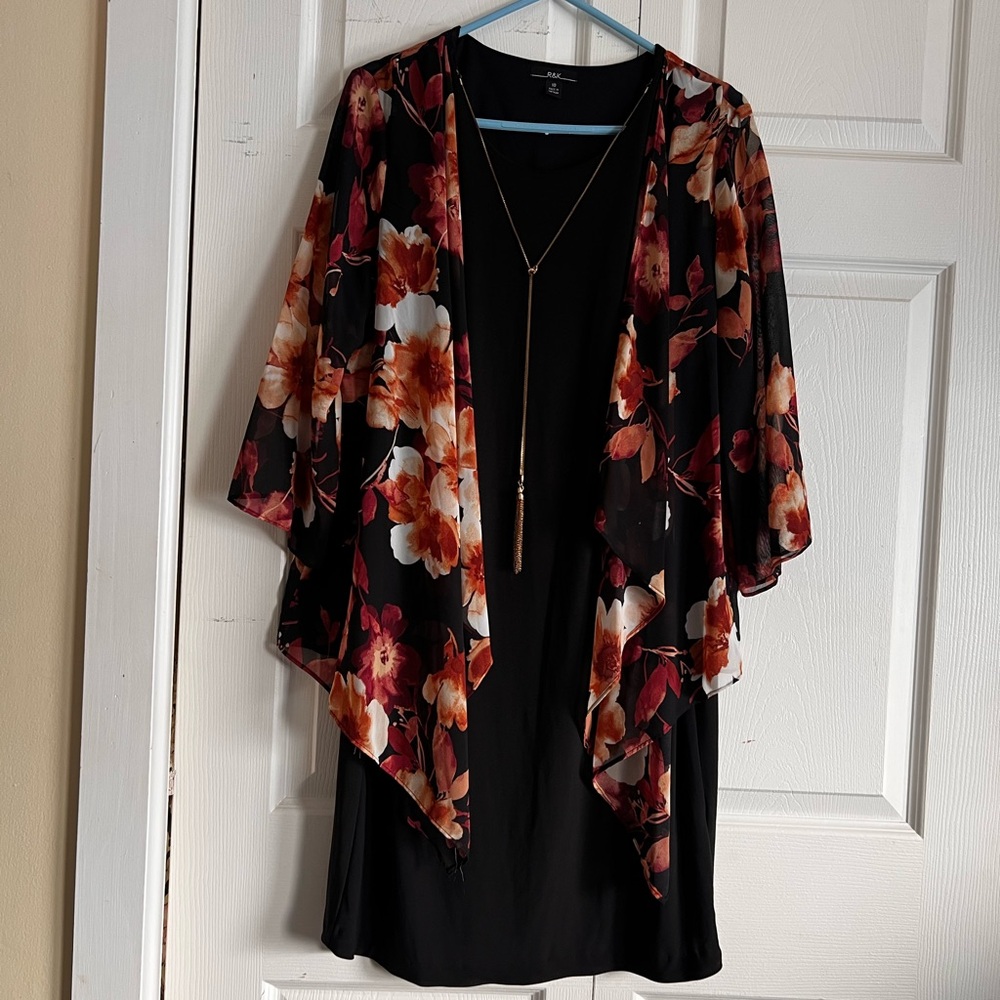 Floral jacket dress with necklace-gently used